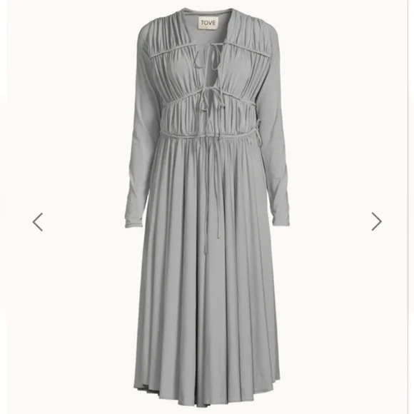 TOVE Ruched Tie Front Lexi Light Grey Semi-formal Dress - Picture 4 of 15